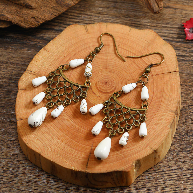 Fashion Hollow Scale Pattern Water Drop Ear Hook Alloy Earrings Female display picture 5