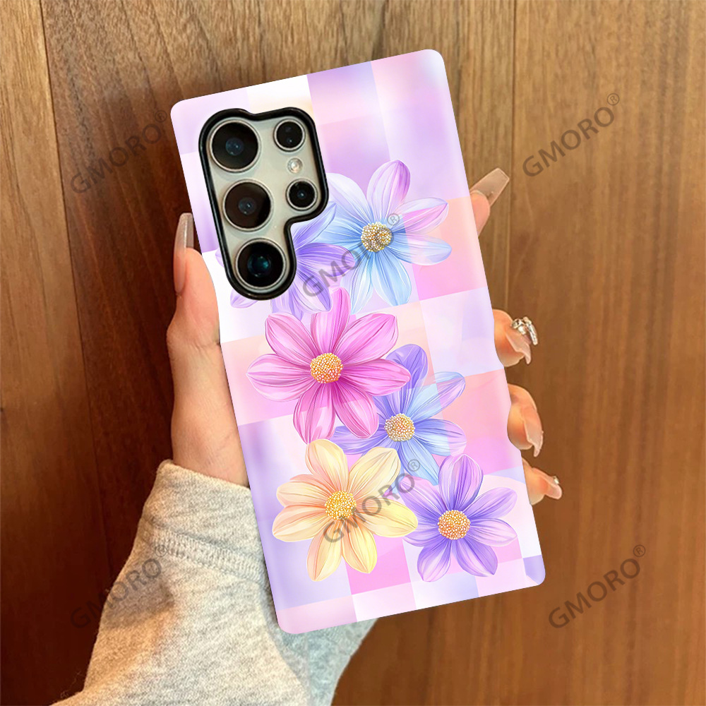 外贸热销艺术花卉适用GalaxyS24高级感双层菲林S25散热手机壳女款