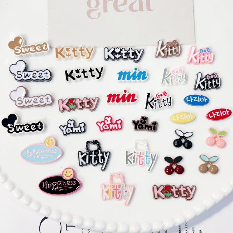 Cute Cartoon Sweet Colorful Smiley Face Letters Cherry DIY Accessories Phone Case Hairpin Patch Clog Shoe Materials Cute Cartoon Sweet Colorful Smiley Face Letters Cherry DIY Accessories Phone Case Hairpin Patch Clog Shoe Materials
