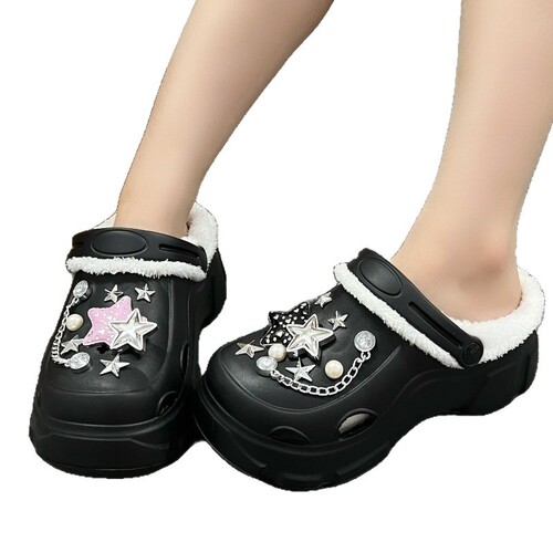 Women's Autumn/Winter New Thicker Felt Shoes with Holes, Heel Lift, Warm and Cozy, Plush Inner Sole, Outer Wear for Wholesale