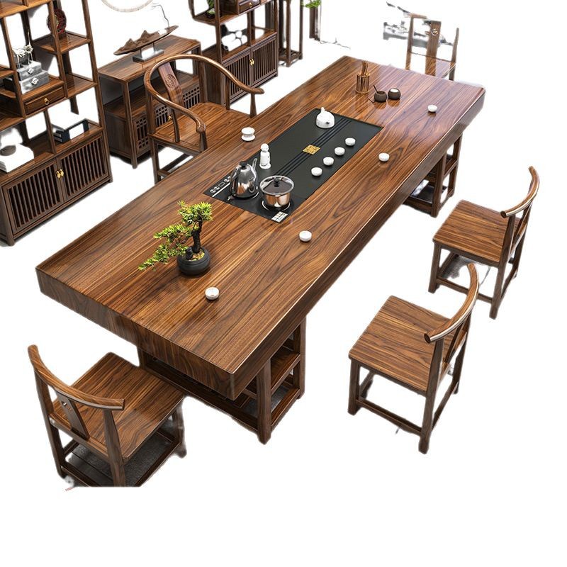 Mesa de té de alta gama de madera maciza, combinación de mesa y silla, mesa de té para el hogar chino, mesa de té para la oficina de té, un juego completo