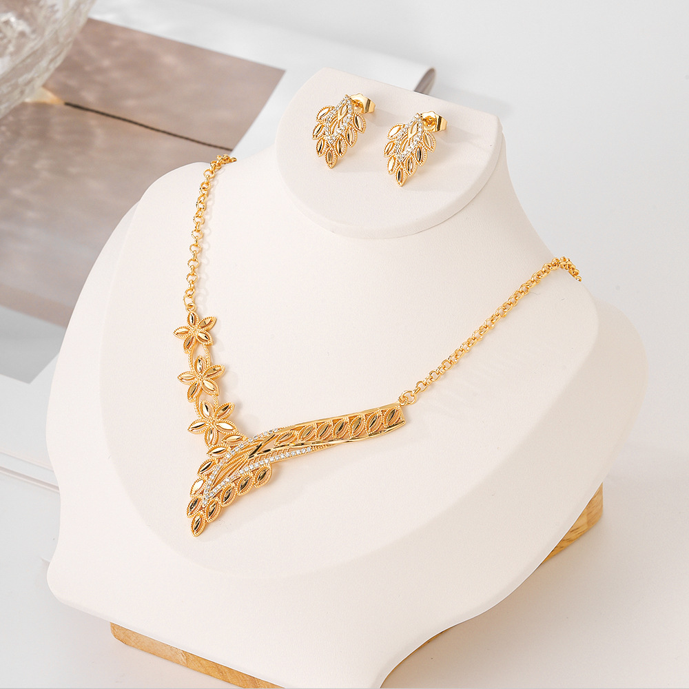 Europa y los Estados Unidos opciones transfronterizas collares joyas conjunto de joyas mujeres 2024 nuevas joyas de bronce joyas de moda de Oriente Medio