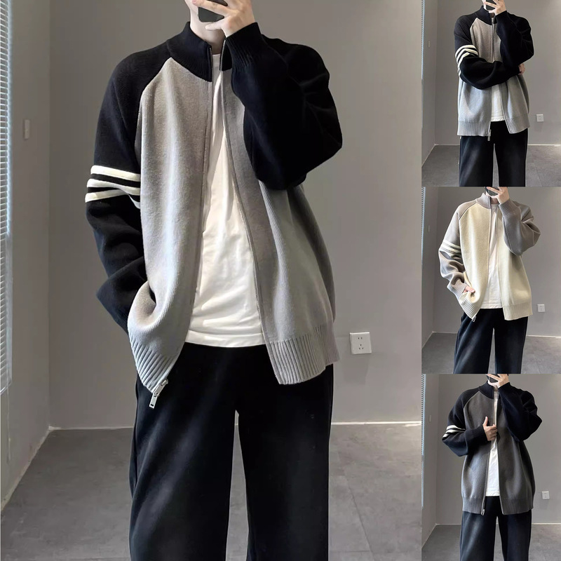Autumn and Winter New Cardigan Sweater Knitwear Men and Women Solid Color Zipper Jacket Popular Trendy Cross-Border Foreign Trade Wholesale