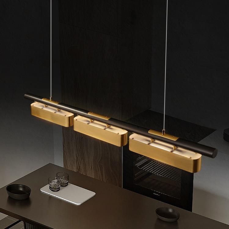 Nuevo restaurante chino lámpara de barra larga lujosa mesa de comedor de cobre bar de isla moderna minimalista sala de té lámpara de luz