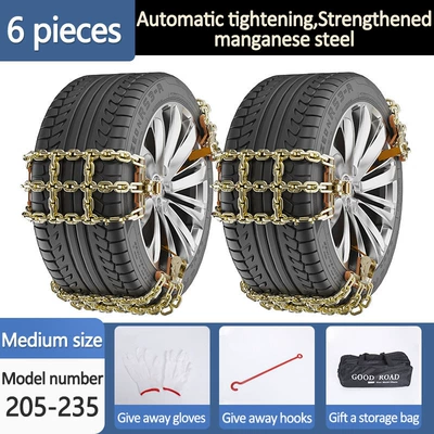 Escape Foreign Trade Wholesale, Tire snow chain - medium-size-205-235-6-pack
