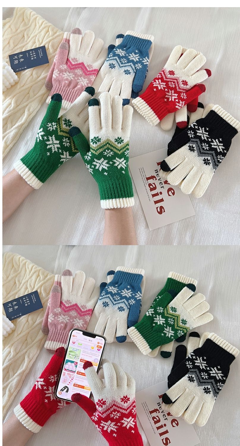 Women's Fashion Snowflake Polyacrylonitrile Fiber Gloves 1 Pair display picture 1