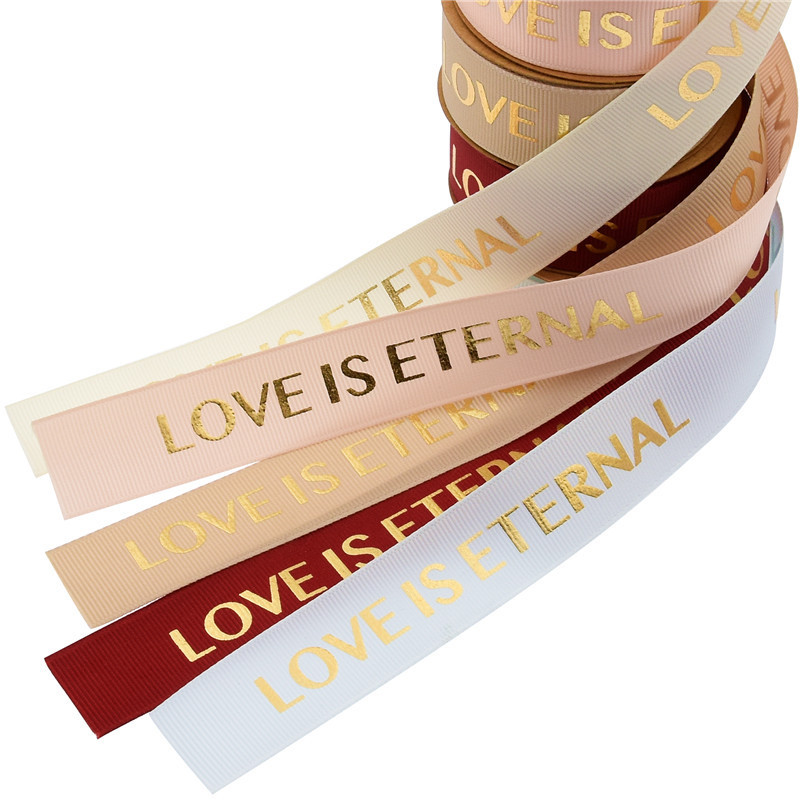 Transfronterizo nuevo estriado impresión amor eterno flor decoración pastel embalaje material de accesorios para el cabello cinta 10 metros