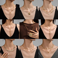 混批PVD电镀钛钢项链高级感不掉色女18K金跨境不锈钢项饰批发定制