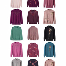 中老年毛衣女奶奶冬装加厚打底衫妈妈本命年衣服针织衫刺绣