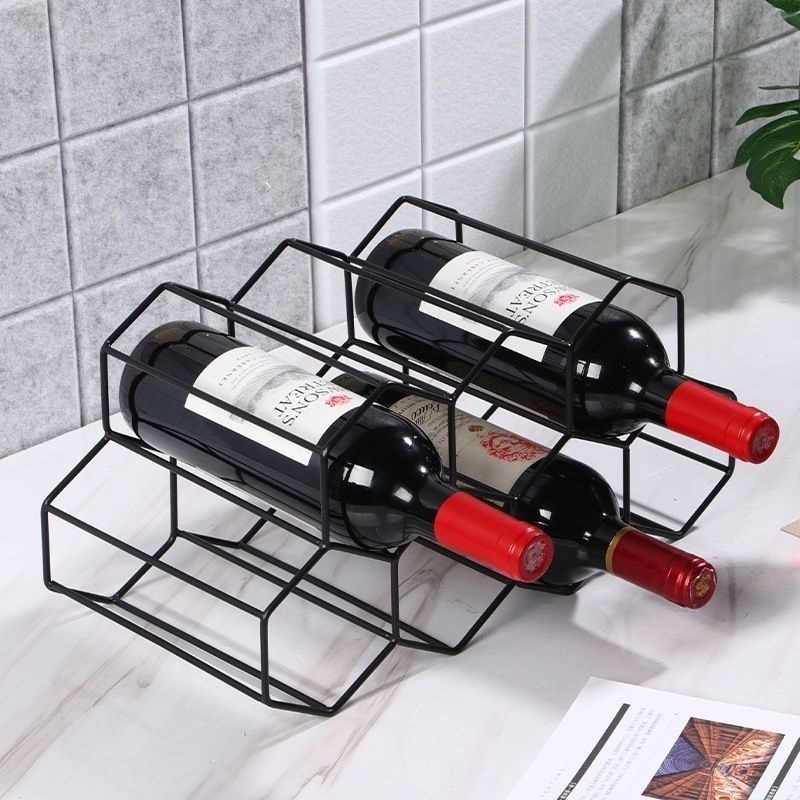 Estante de vino doméstico estilo nórdico simple estante de vino almacenar estante de vino de metal forjado ligero de lujo image 7