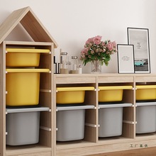 实木玩具收纳柜抽拉式整理柜多功能松木书架超大容量置物架储物箱