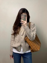 麻花毛衣外套女秋冬季宽松慵懒风外穿加厚针织开衫粗线上衣