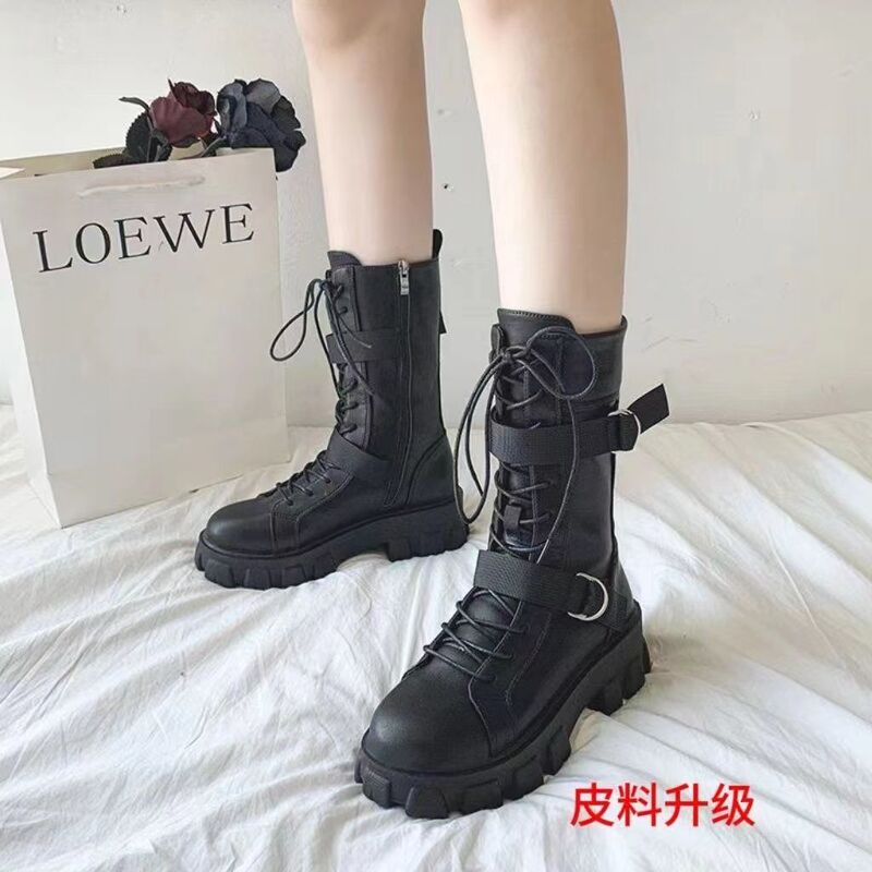Height-Increasing Shoes Cos Versatile Martin Boots for Women British Style 2025 New Thick-Soled Motorcycle Mid-Calf Boots Large Size Height-Increasing Shoes Cos Versatile Martin Boots for Women British Style 2025 New Thick-Soled Motorcycle Mid-Calf Boots Large Size