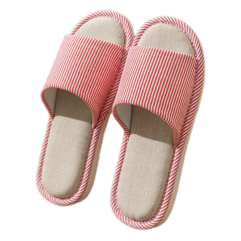 Льняные тапочки для женщин Лето 2023 Новые Домашние немые впитывающие пот Нескользящие хлопковые и льняные тапочки для мужчин лето