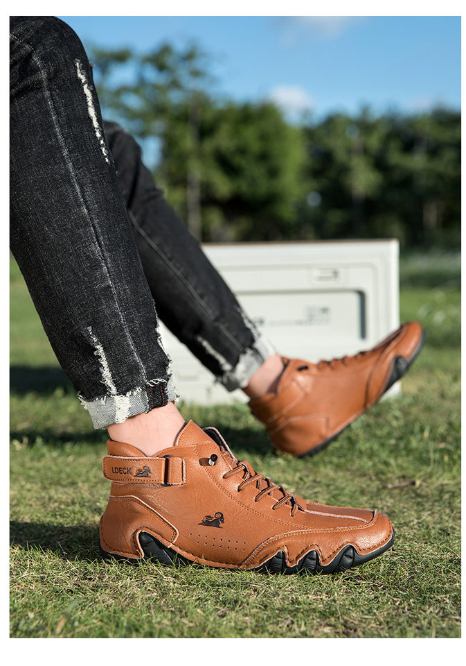 Bốt Martin nam cổ cao dáng ngắn, mũi tròn, đế bằng, phong cách thường ngày — C8008 màu kaki, C8008 màu xám, C8008 màu đen, F8008 Màu xanh lá cây chi tiết 16
