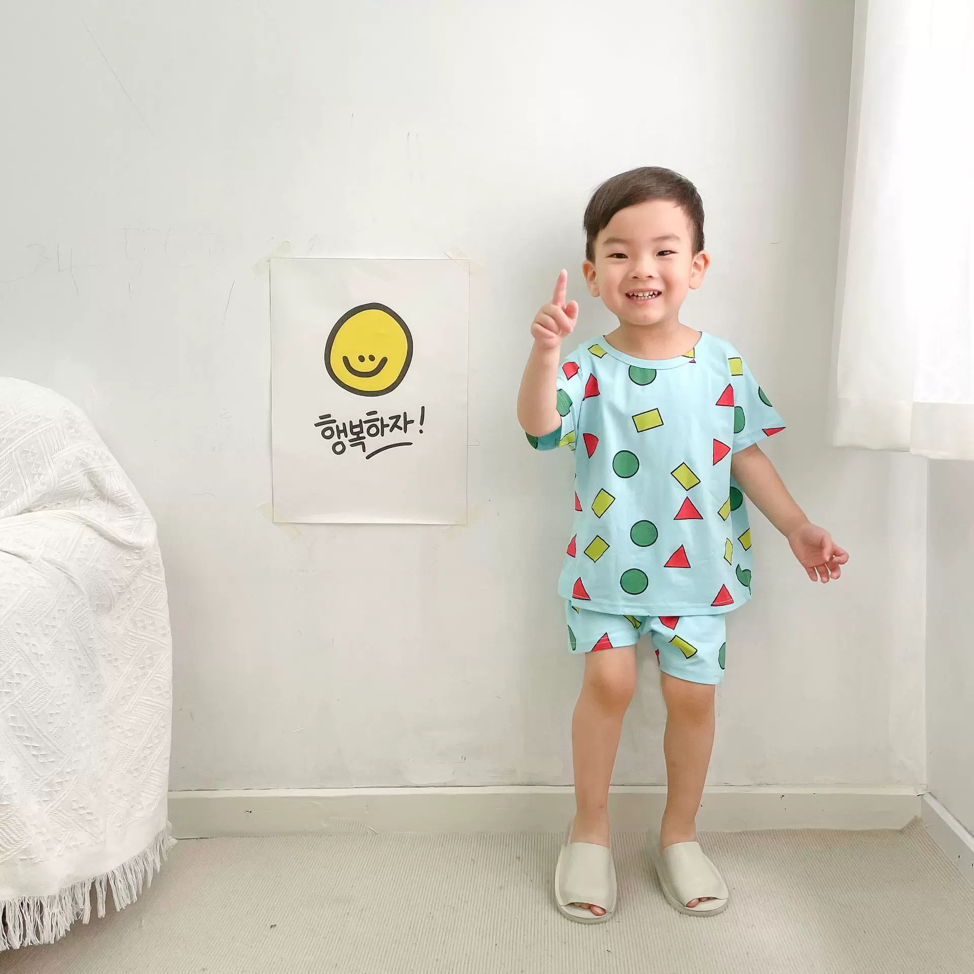 ins夏季短袖纯棉男女儿童宝宝小新居家服套装空调卡通睡衣pajamas