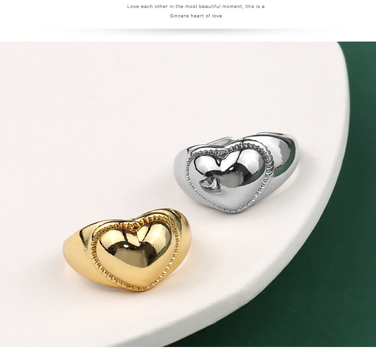 Korean Heart-shaped Opening Ring Simple Wild Couple Ring Index Finger Ring display picture 1