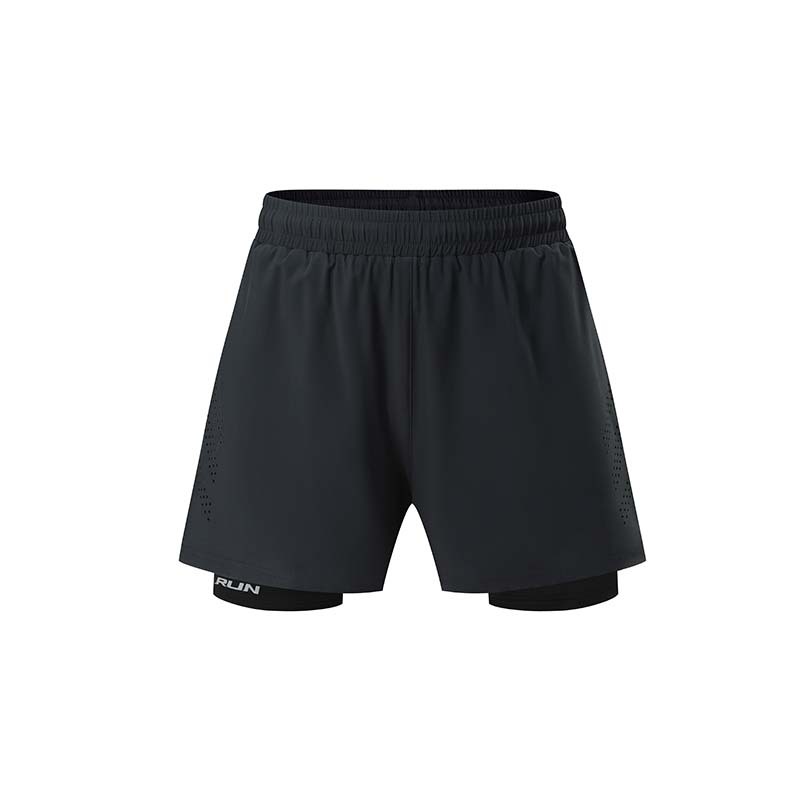 Verano de los hombres de secado rápido corriendo pantalones cortos de doble capa casual deportes fitness pantalones de tres puntos transfronterizos en el logotipo de la etiqueta de cambio de stock