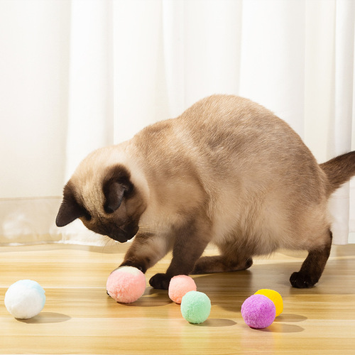 Haqi Cat Toy Factory Cat Toy Ball Cat Self-Enjoyment and Relief from Boredom Silent Elastic Ball Plush Ball Funny Cat Toy