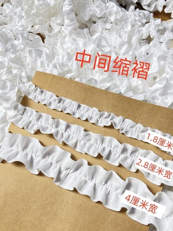 小尺寸白色纯棉布森系领口褶皱边洛丽塔娃娃衣服裙摆袖口花边辅料|undefined