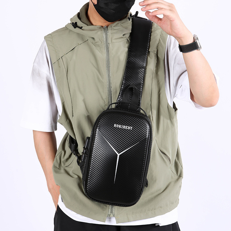 Fashionable Men's Motorcycle-Style Chest Bag, Stylish Multifunctional Anti-Theft Shoulder Bag, Business Travel Crossbody Bag, Cycling Bag