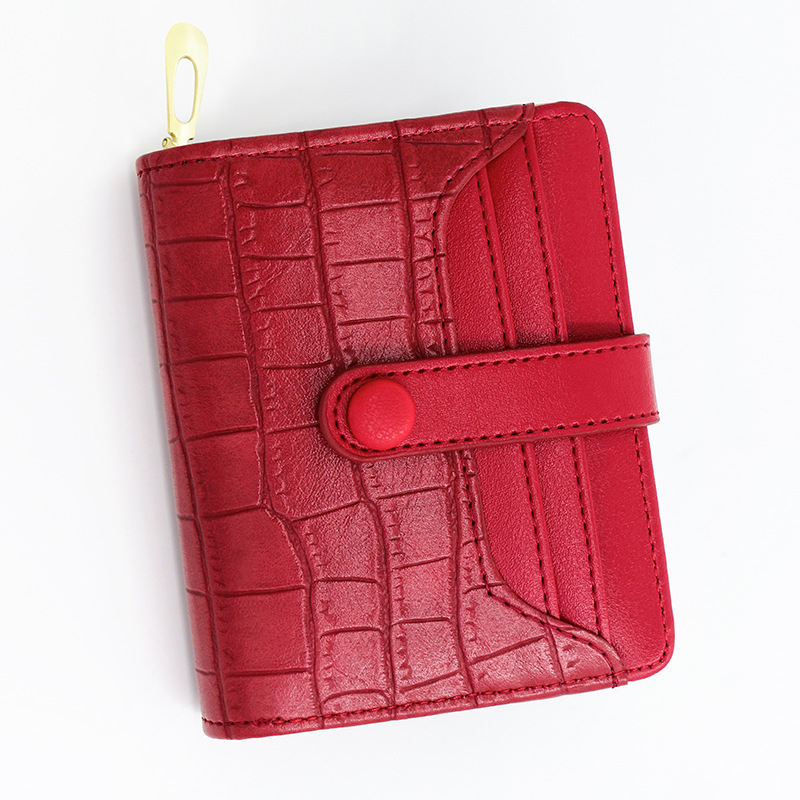 Cocodrilo patrón de las mujeres billetera corta hebilla retro gran capacidad Multi-tarjeta de posición piedra patrón monedero bolso de identificación