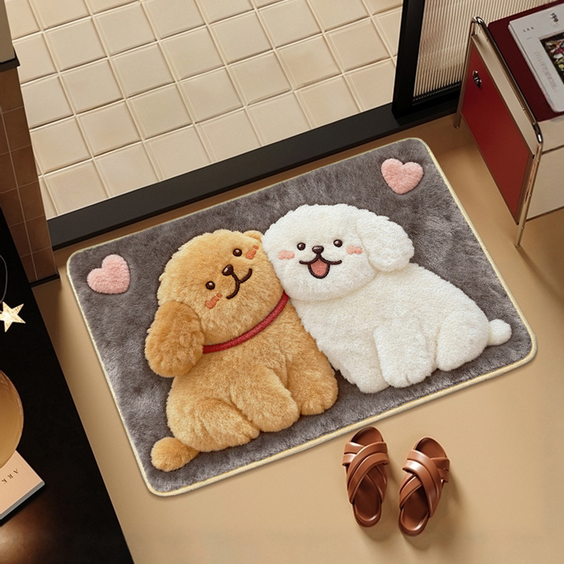 Cute Bathroom Floor Mats Plush Foot Mats Carpet Bathroom Door Absorbent Floor Mats Bathroom Bathroom Non-Slip Foot Mats