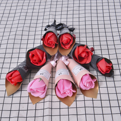 Women's Day single soap flower rose small bouquet simulated soap flower gift box Valentine's Day gift Teacher's Day Chinese Valentine's Day