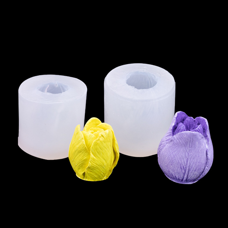 Tulipán Rosa planta flor epoxi molde yeso vela aromaterapia herramienta de hacer fondant chocolate