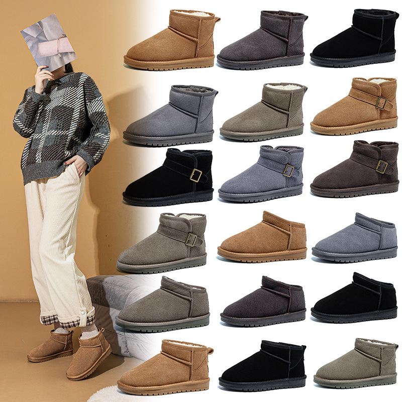 Winter New Snow Shoes Flat Bottom Short Tube Northeast Cotton Shoes Men's Fleece-lined Thickened Waterproof Warm Leather Snow Boots Women Winter New Snow Shoes Flat Bottom Short Tube Northeast Cotton Shoes Men's Fleece-lined Thickened Waterproof Warm Leather Snow Boots Women