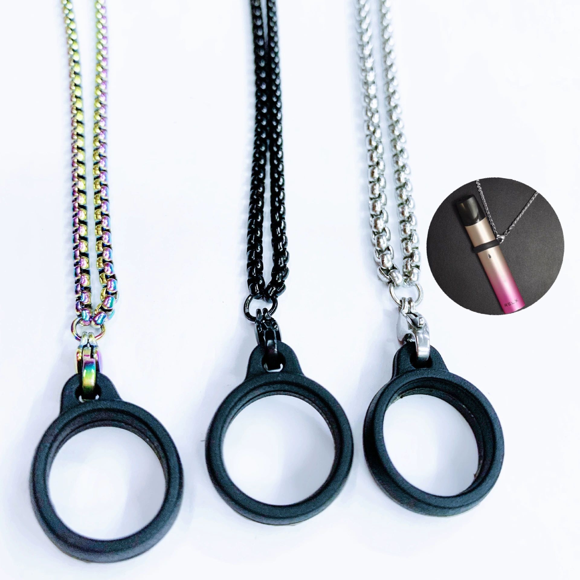 Металлическая подвесная цепь из нержавеющей стали, Электронный Универсальный Набор для курения, подвесное кольцо для веревки с противоскользящим кольцом, Трендовое ожерелье в стиле хип-хоп