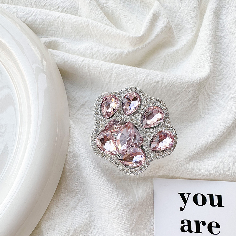 Cute Style Cute Paw Print Plastic Rhinestone Universal Phone Cases