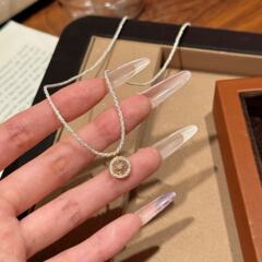 跨境韩版复古罗盘吊坠项链轻奢高级感个性时尚锁骨链简约百搭项链