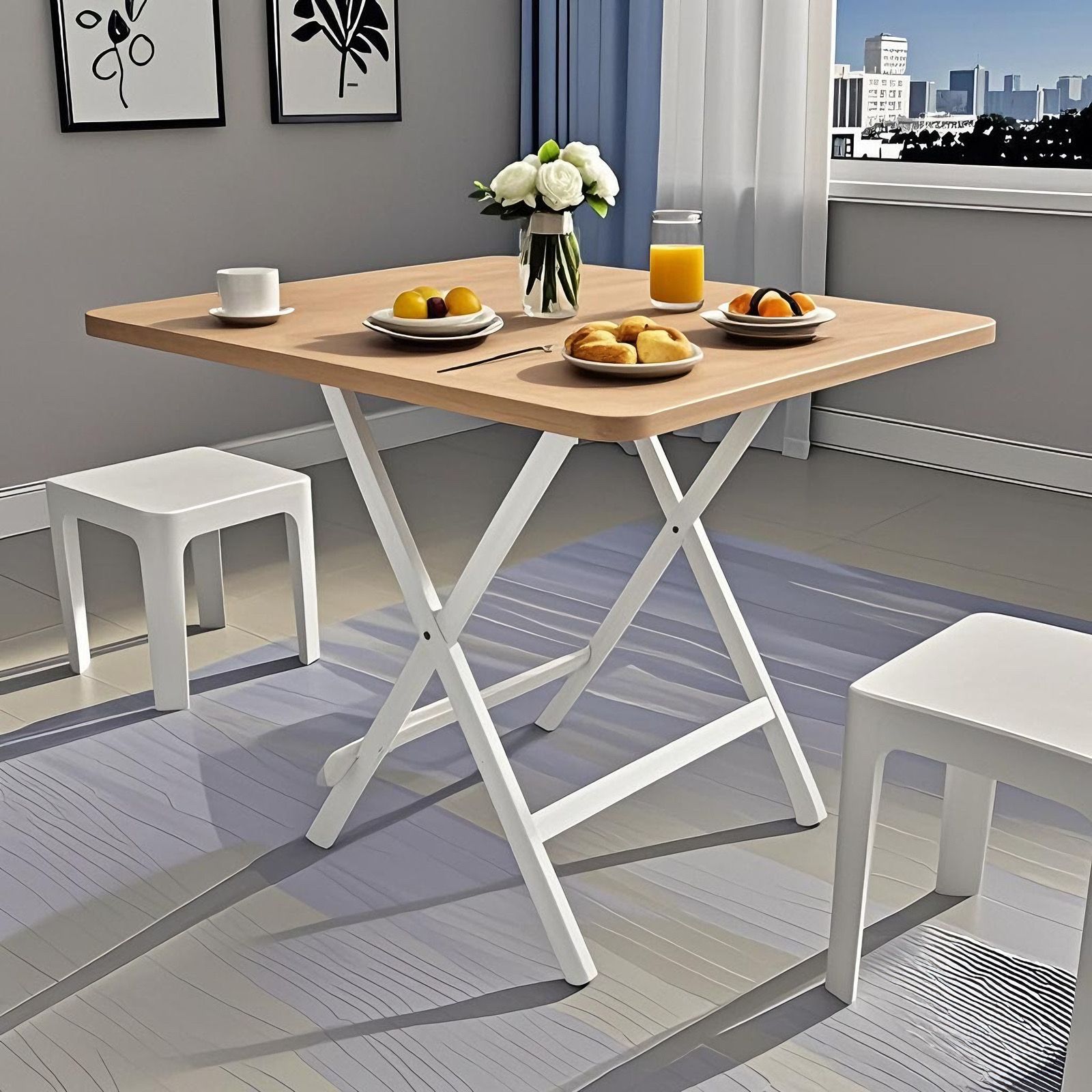 월넛색상 + 원형튜브 도색다리 [50X50X50CM]