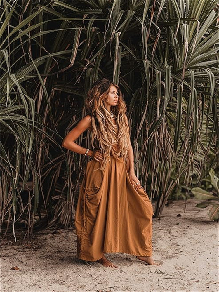 European American Women's Casual 2024 New Style, Bohemian Loose-fitting Versatile Long Skirt With Drawstring And Large_voghion.com