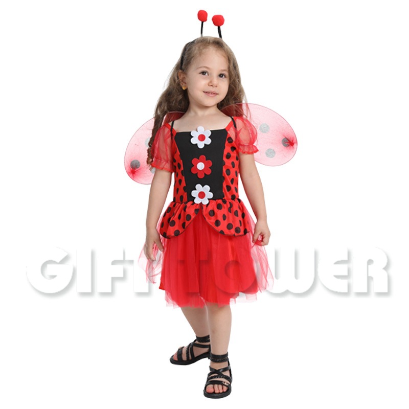 Hwanyou S-0048 Cute Ladybug Little Princess Party Costume, Halloween Playful Children's costume, Masqueraded Ball sleeping bag detail image 3