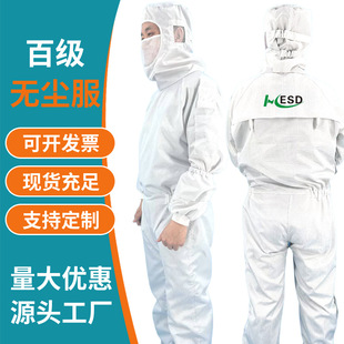 Huichuang Factory Customized Class 100 Conjoined Anti-Static Dust-Free Suit 0.25 Mesh Side Zipper Class 100 Dust-Free Suit