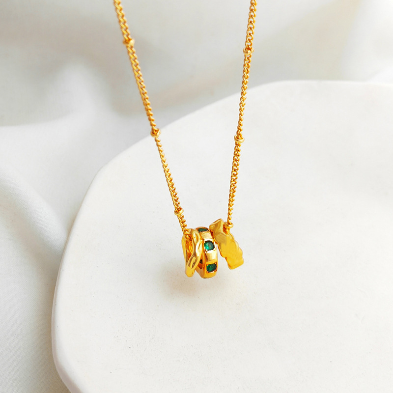 Fashion Geometric Copper Inlay Artificial Gemstones Necklace 1 Piece