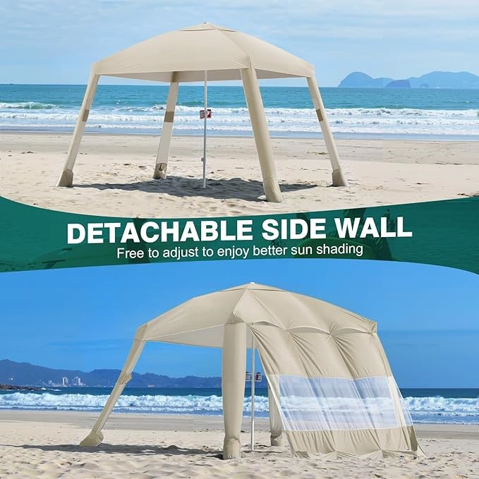 Foldable beach tent, windproof handheld glass holder