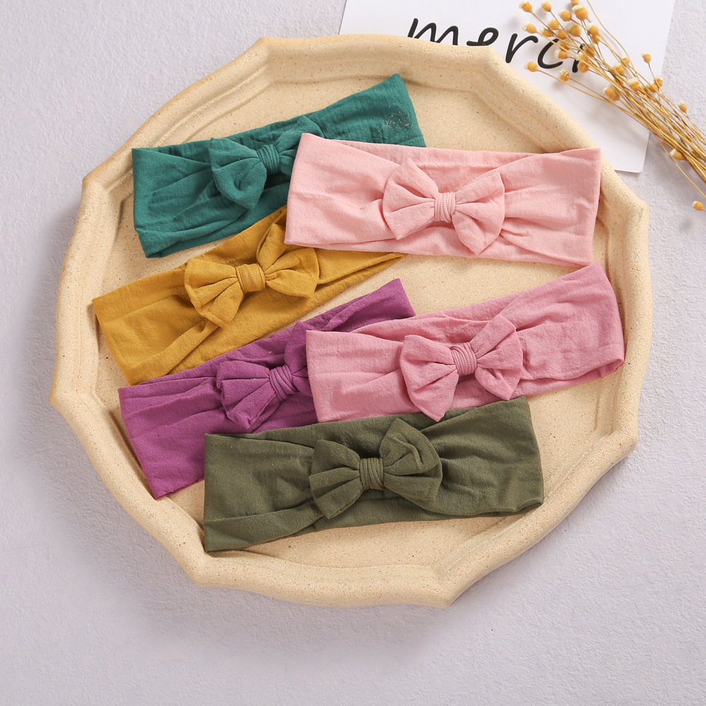 European and American cross-border new children's hair accessories baby bow headband baby care door nylon hair band wholesale_voghion.com