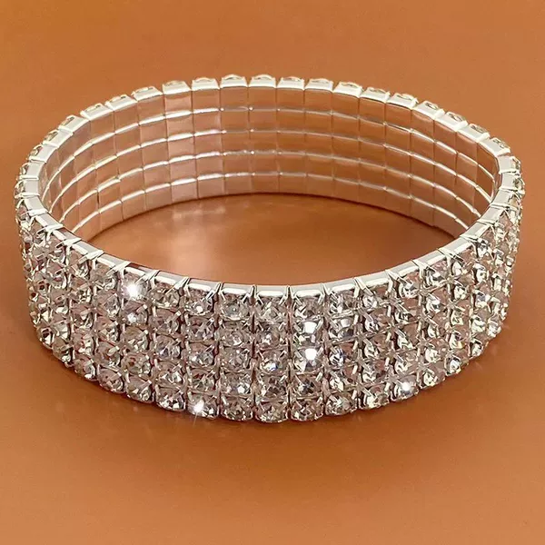 Bracelet 5 rows silver white diamond