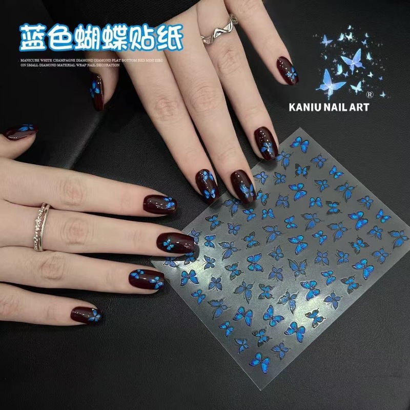 Nail Art Blue Butterfly Sticker Fantasy Fairy High-level Sense Pure Desire Internet Celebrity Nail Art Decoration Nail Sticker Jewelry Nail Art Blue Butterfly Sticker Fantasy Fairy High-level Sense Pure Desire Internet Celebrity Nail Art Decoration Nail Sticker Jewelry