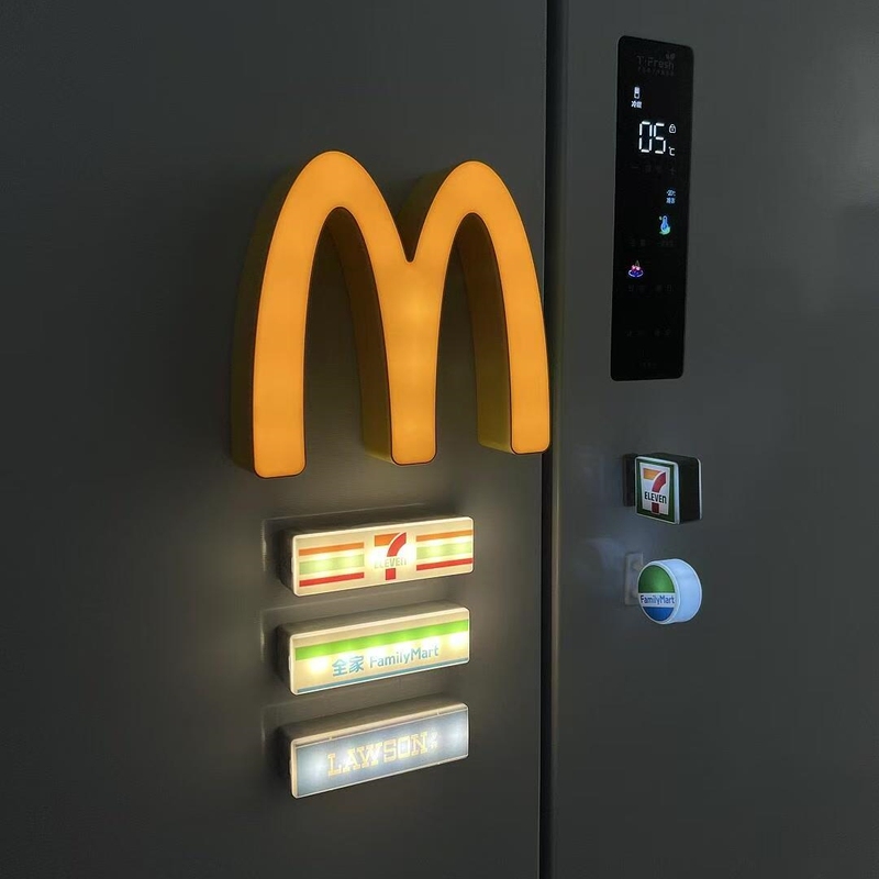 Mcdonald's m Magnetic Light Fridge Magnet Living Room Atmosphere Light Rechargeable Night Light Decorative Light Ornament Glowing Advertising Light