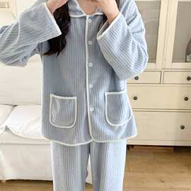 实拍 冬季新款情衣女韩系简约家居服套装