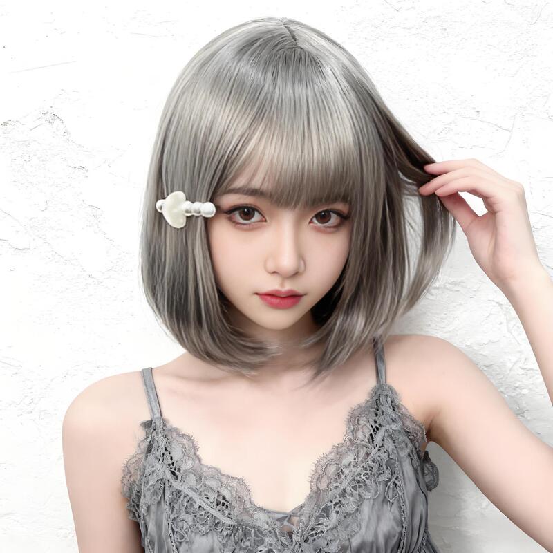 Tiktok Hot-Selling Wig for Women, Fashionable Jk Style with Air Bangs, Lolita Short Straight Bob, In-Stock Wholesale Tiktok Hot-Selling Wig for Women, Fashionable Jk Style with Air Bangs, Lolita Short Straight Bob, In-Stock Wholesale