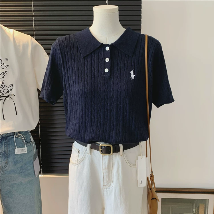 Knitted sweater, comfortable summer clothing for leisure, plus size, with embroidery, city style