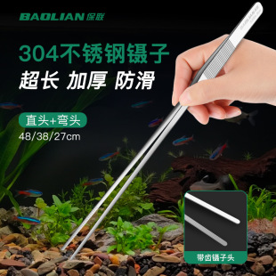 Stainless Steel Tweezers for Succulents, Aquatic Plants, Thickened Straight and Curved Long Tweezers for Catching Insects, Scorpions, and Animal Feeding