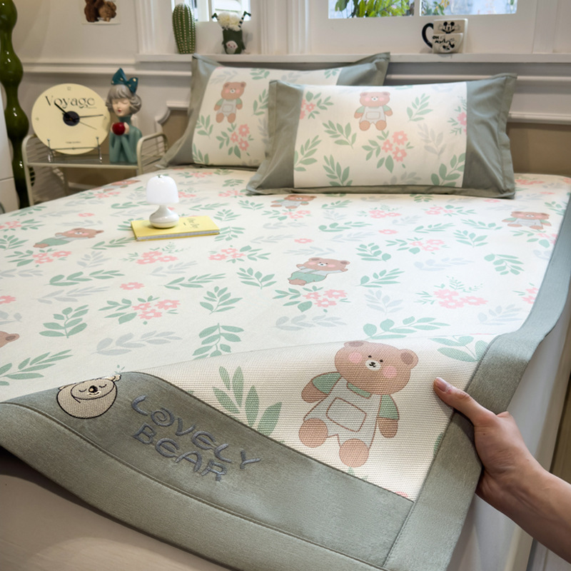 Cómoda estera de seda de hielo de verano, sábanas, estera, lavable a máquina, dormitorio de estudiantes, estera de paja de verano individual, cama doméstica, estera de ratán