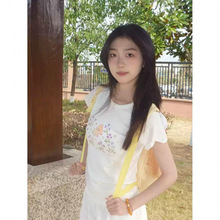 韩国ins小众减龄兔子卡通正肩短款修身显瘦学生高弹甜妹短袖T恤女