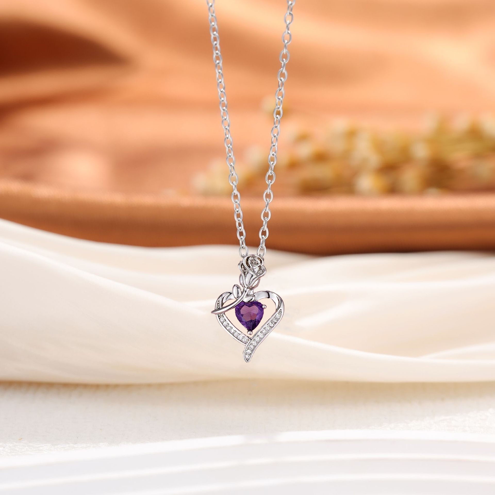 Deseo transfronterizo de moda europea y americana rosa mujer amor colgante de diamantes joyas de regalo del día de la madre image 11